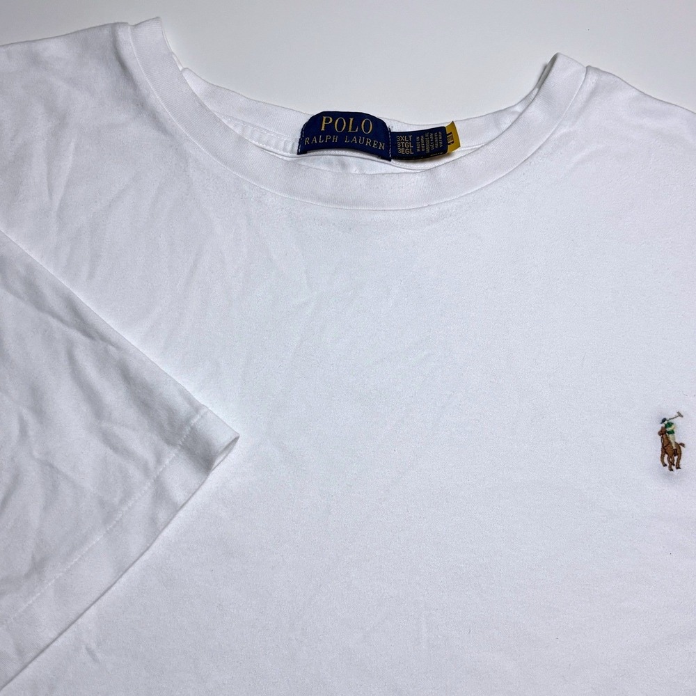 Polo Ralph Lauren White Cotton Crewneck Mens 3XLT T-Shirt Big Tall Pony Logo